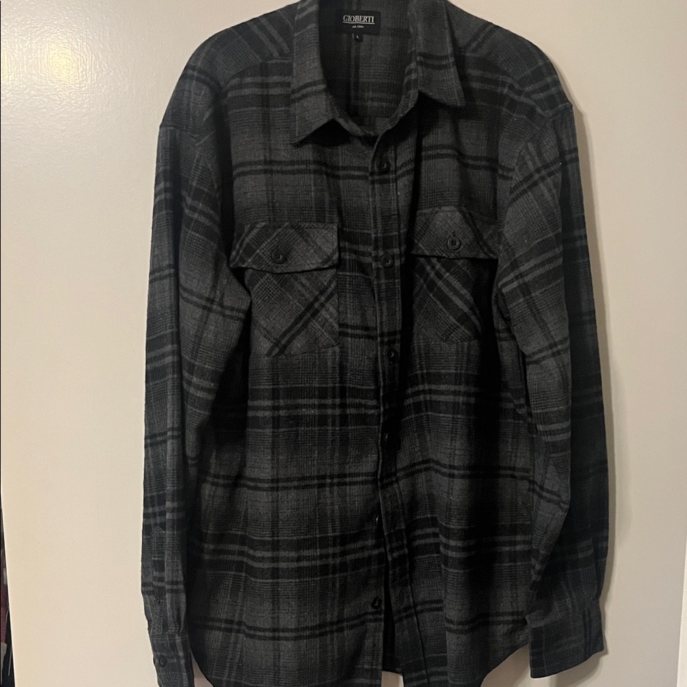 Gioberti Black & Gray Plaid Button-Down Flannel shirt